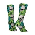 thumbnail image 3 of Goofa Skull and Palm Leaves Printed Men's Crew Socks, Soft Durable Breathable Moisture-Wicking with Odor Control Cotton socks, 3 of 9