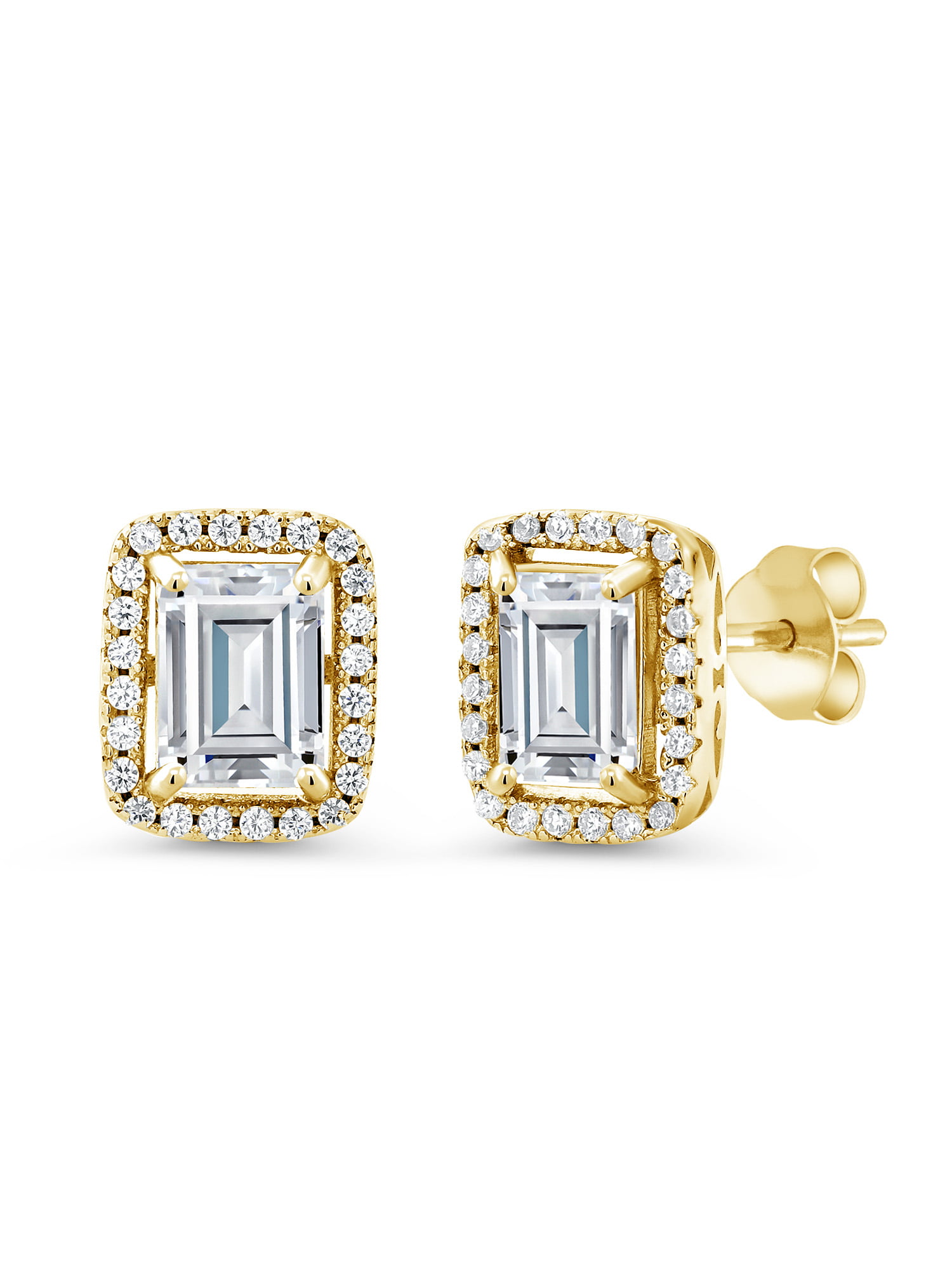 18K Gold Plated Proud Earrings White Stone