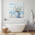 thumbnail image 6 of Wall Art Prints, Blue Coastal Framed Canvas Prints for Bedroom Living Room Bathroom Office, Summer Ocean Sea Flowers Vases Starfish Gallery Wrap Wall Art Poster for Gifts Home Decor 8"x8", 6 of 9