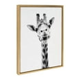 thumbnail image 2 of Kate and Laurel Sylvie Giraffe Portrait Framed Canvas Wall Art by Simon Te Tai, 18x24 Gold, Adorable Animal Home Decor, 2 of 6