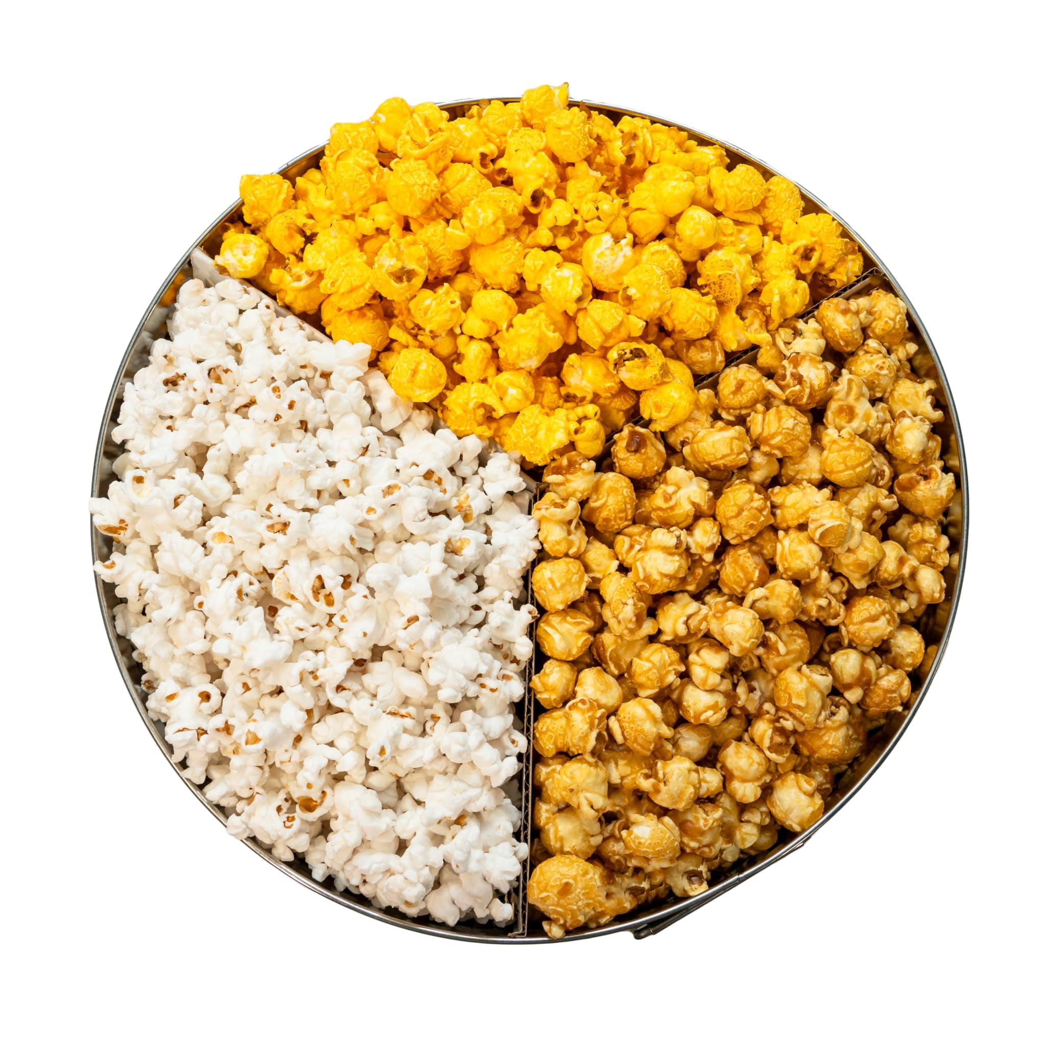 Colby Ridge 3 Way Football Popcorn Tin - White, Caramel, and Cheese Gourmet Craft Popped Gluten Free (3 Gallon - Broncos)