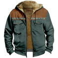 thumbnail image 6 of Mens Retro Solid Color Long Sleeve Stand Collar Three Mens Coat Strap Waist Length, 6 of 7