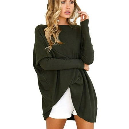 Bear Jumper Dress Women Oversized Batwing Sleeve Loose Blouses Jumper Mini Dress Sweatshirt Pullover Top Shirts ()
