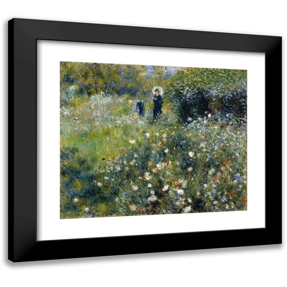 Pierre-Auguste Renoir 14x12 Black Modern Framed Museum Art Print Titled - Woman with a Parasol in a Garden (1875)