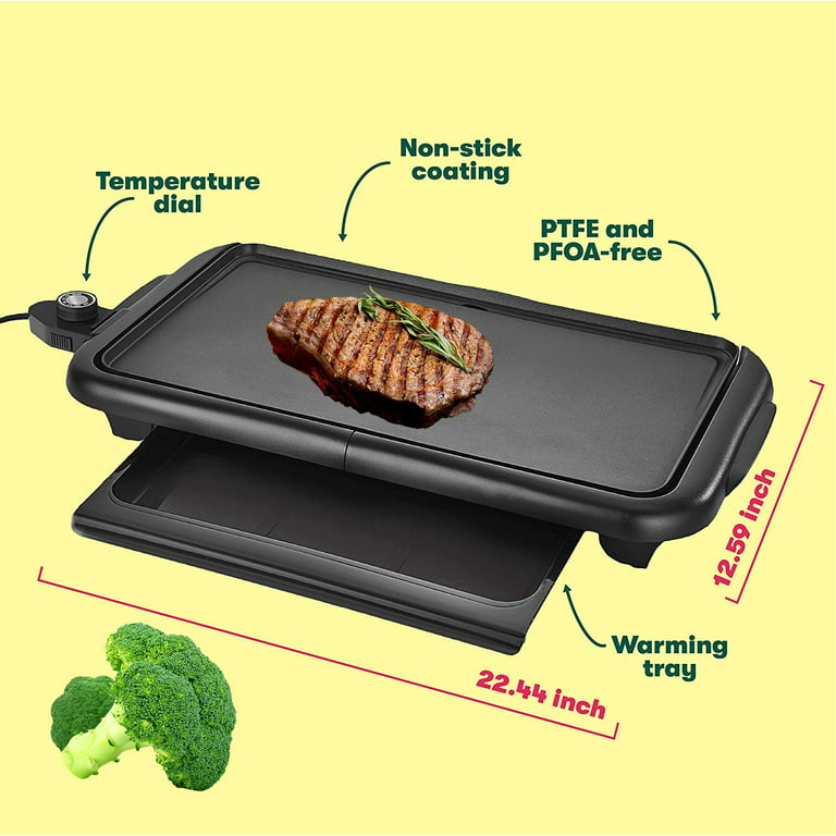 Mueller XL 24 x 12 Family-Sized Pancake Griddle, Healthy Eco Non-Stick  Electric Griddle, 18 Eggs at Once, with Cool-Touch Removable Handles & Temp