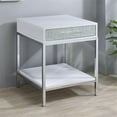 thumbnail image 4 of Pemberly Row Contemporary White Wood and Chrome 20" End Table, 4 of 6
