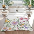 thumbnail image 5 of Rustic Watercolor Floral Throw Blankets, Wild Flowers Pink Yellow Green Soft Fleece Blanket Decorative for Home Sofa Couch Chair Living Bedroom, 40x50 inches,, 5 of 8
