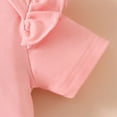 thumbnail image 5 of TOWED22 Baby Summer Outfits Newborn Girl Short Sleeve Letters Print T-Shirt Romper Bib Shorts Headband 0-18M(Pink,12-18 M), 5 of 7