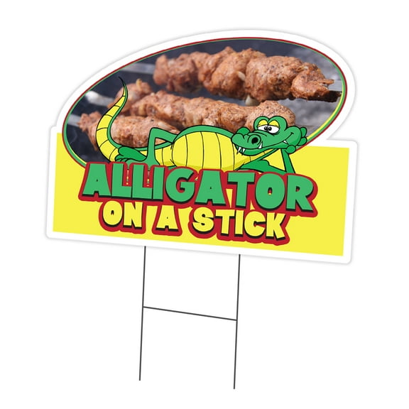 Alligator On A Stick 12" x 16" Yard Sign & Stake | Advertise Your Business | Stake Included Image On Front Only | Made in The USA
