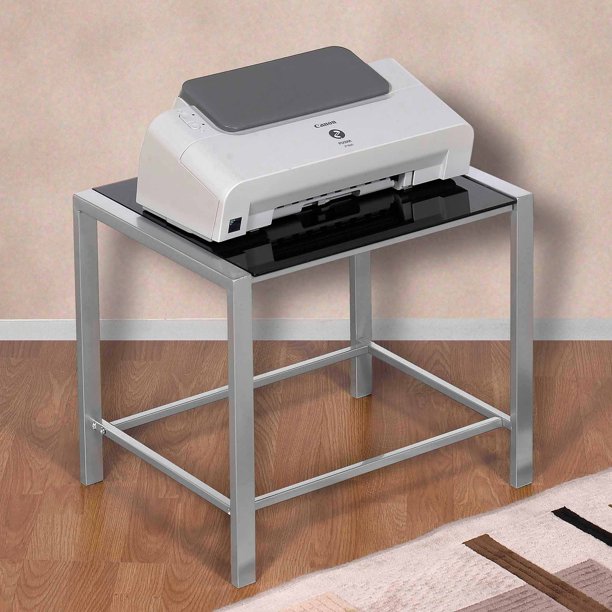 Capri Glass and Metal Printer Stand, Black