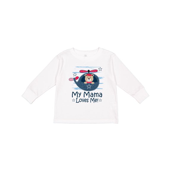 Inktastic My Mama Loves Me Boys Helicopter Boys Long Sleeve Toddler T-Shirt