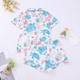 thumbnail image 4 of Women's Shorts Suits 2 Piece Summer Beach Hawaiian Printed Short Sleeve Button Down Sets Comfy Casual Vacation Loose Fit Loungewear, 4 of 7