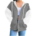 thumbnail image 2 of FRSASU Women's Color Block Zip up Hoodie Sweatshirt Casual Long Sleeve Jacket with Pockets Loose Tops Gray, 2 of 6