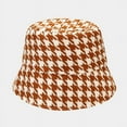 thumbnail image 6 of COCOpeaunt New Retro Classic Houndstooth Pattern Fisherman Hat Autumn and Winter Thick Warm Big Brim Hat Fashion Bucket Hat for Women, 6 of 6