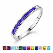 JeenMata 0.25 Carat Princess Cut June Birthstone Wedding Band - Pave Channel Band - 18K White Gold Plating for Women