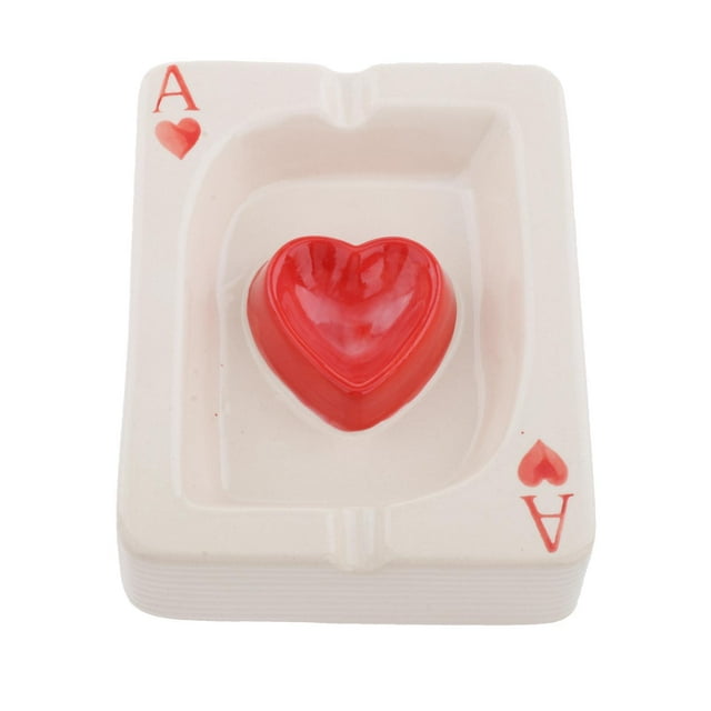 Cenicero de cerámica creativo con forma de póker para escritorio, ideal para el hogar y la oficina. rojo