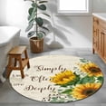 thumbnail image 3 of Round Area Rug 3 Ft, Yellow Sunflower Washable Non-Slip Circle Carpet for Living Room/Bedroom, Summer Botanical Elegant Pastoral Floral Low-Profile Small Floor Mats Collection Rugs for Indoor, 3 of 8