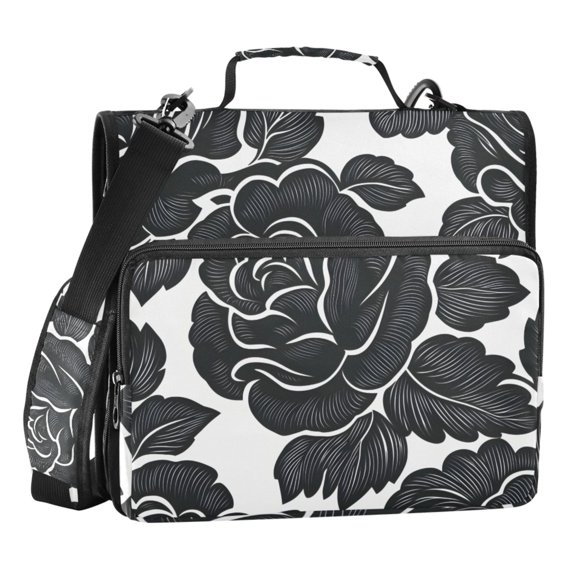 ALAZA Zipper Binder Roses Black 3 Ring Trapper Keeper File Folder Organizer Bag