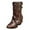 Brown, variant on Fashion Round Toe Heel Platform Mid Calf Boots with Zip Closure Comfortable Leather Ankle Booties for Casual Winter Wear and Everyday Outfits