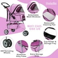 thumbnail image 4 of CL.HPAHKL Dog Stroller, 3 Wheels Foaldable Cat Stroller Dog Cat Cage Jogger Stroller for Medium Small Dogs Cats, Pet Stroller with Storage Basket and Cup Holder Portable Lightweight for Travel, 4 of 8