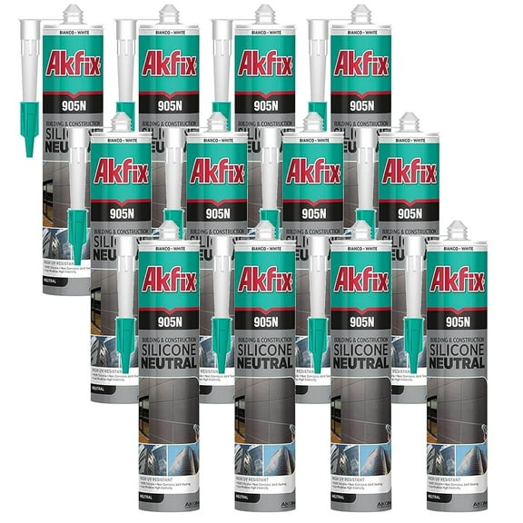 Akfix 905N Neutral Silicone Sealant 10.5 fl oz-12 Pack