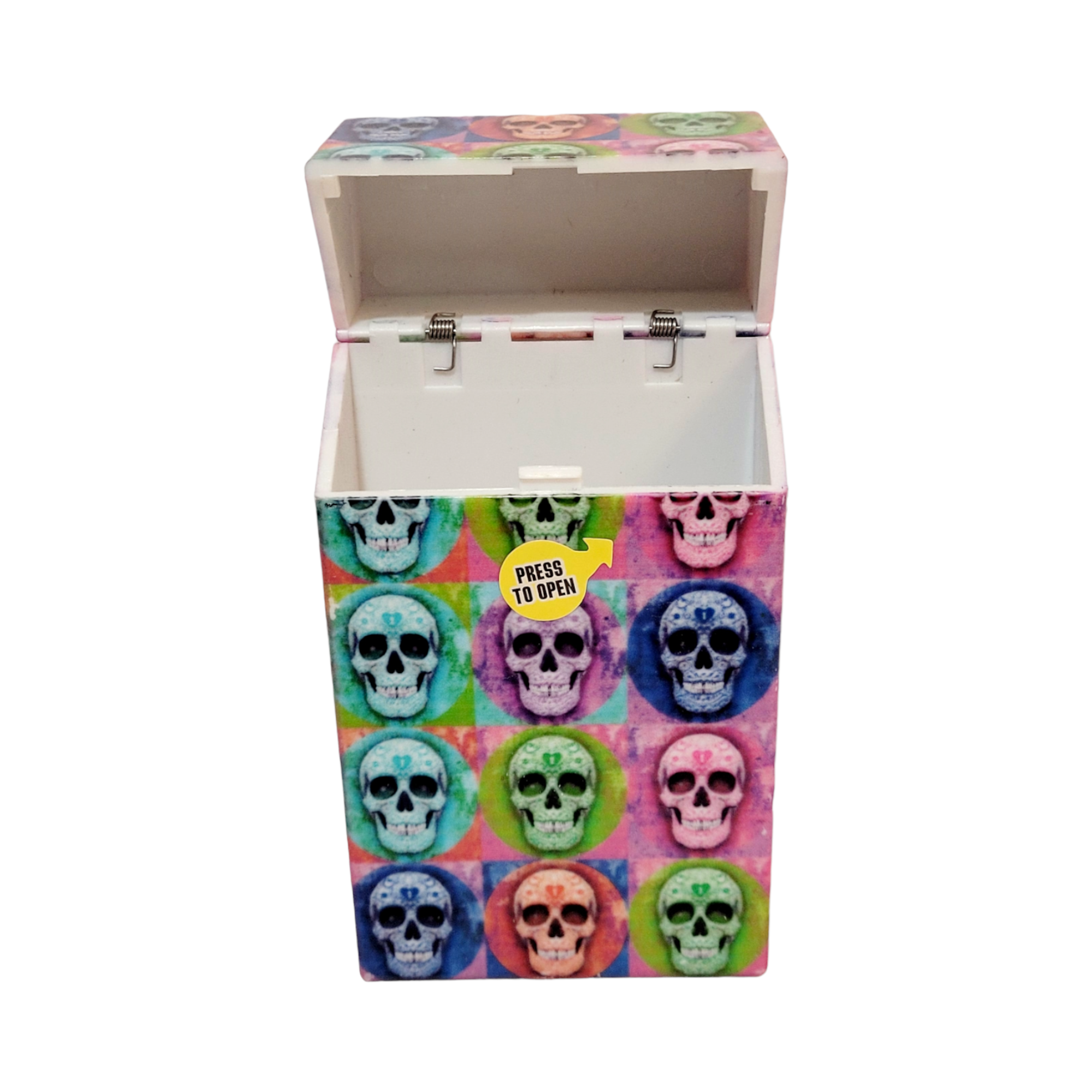 Texcyngoods Adult Womens Cigarette Case For 100s Pop Up Lid Plastic Pack  Holder - Multi-color Skulls