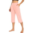 thumbnail image 5 of Hurxie Women’s Capri Pants – Pull-On Tummy Control Capris with 4-Way Stretch, Pockets for Women Pink,2XL, 5 of 6