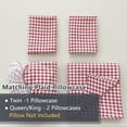 thumbnail image 4 of Red Gingham Queen Sheet Set, Soft Brushed Microfiber Red Plaid Queen Bed Sheets, 4-Pieces Red Checked Sheet Set with Deep Pocket, 4 of 7