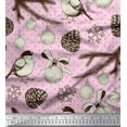 thumbnail image 1 of Soimoi Purple Rayon Fabric American Robin & Baubles Christmas Printed Craft Fabric by The Yard 42 Inch Wide, 1 of 1