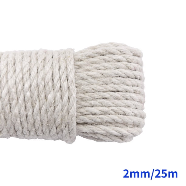 Bewildely Herramienta para hacer rollos de cuerda de cáñamo de Color, cuerda de algodón 100 , hilo colorido, cordón de macramé, hilo hecho Decoración del hogar Blanco 2 mm x 25 m