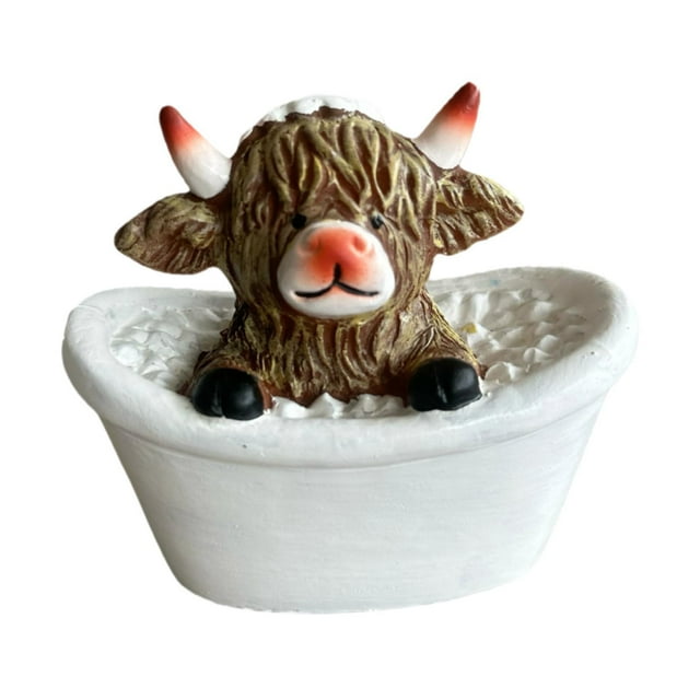 Figura de vaca de las Tierras Altas, modelo artesanal, muñeca para decoración del hogar, acción realista y detallada. A