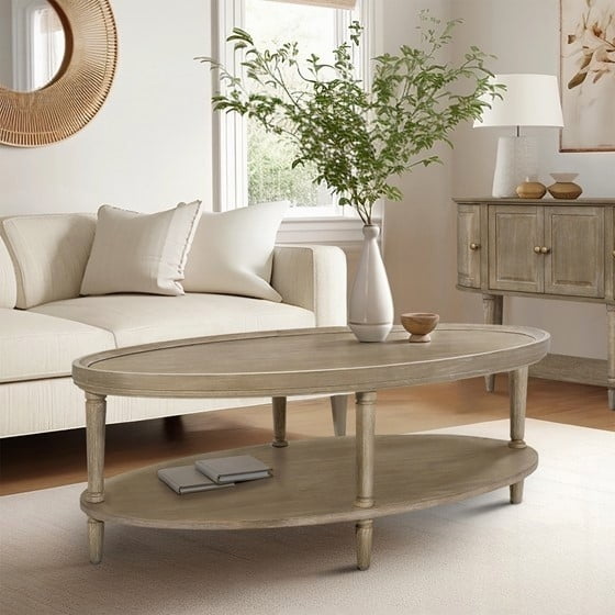Oval Coffee Table with Shelf from Martha Stewart Bedford Collection