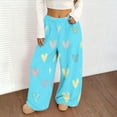 thumbnail image 4 of Cadancy Casual Pants for Women Cute Heart Graphic Valentines Wide Leg Fleece Sweatpants High Waisted Baggy Comfy Warm Trousers with Pockets, 4 of 7