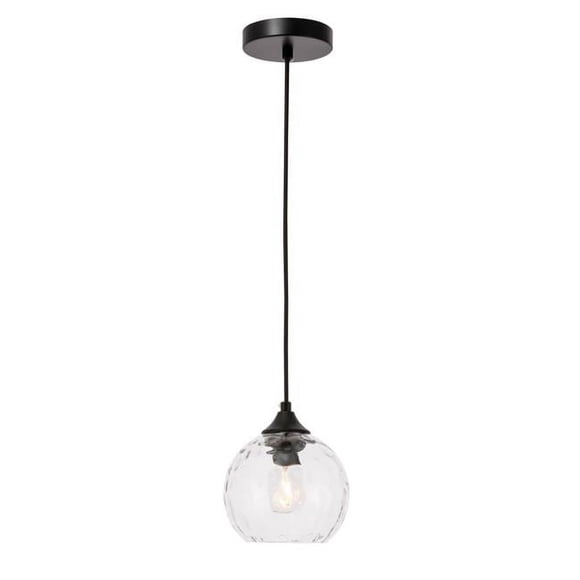 Living District LD2280 Cashel 1 Light Black & Clear Glass Pendant