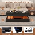 thumbnail image 2 of JOIVI LED Coffee Table with 2 Storage Drawers, 47" High Gloss Coffee Table, 2 Tiers Rectangle Center Table, 16-Color LED Lights, Black, 2 of 8