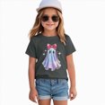 thumbnail image 4 of xaweyi Kids Halloween Graphic Shirt Cute Ghost with Bow Short Sleeve Crew Neck Girls Top,Sizes 18-24 Months, 4 of 5