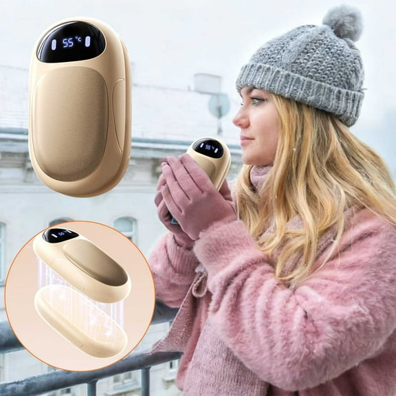 Magnetic Hand Warmers Rechargeable 2 Pack, Electric Handwarmers,Portable Heater, Ultra Slim Pocket, Hunting Essentials, Gifts for Valentine's Day （Beige）