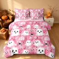thumbnail image 2 of Homewish Cute Ghost Pumpkin Queen Bedding for Girls, Halloween Spider Bow Bedding Comforter Set Queen, Soft Pink, Pink Reversible 7 Pieces, 2 of 7