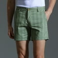thumbnail image 4 of MIUOWANP Men's Cotton Casual Shorts with Pocket Striped Print Button Waist Shorts Pants Size XXL(12)Green, 4 of 4