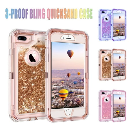 Magicfly Phone Cover Cases For iPhone 6 7 8 Plus X XS Max Glitter Liquid Shockproof Bling Quicksand Case, Hybrid 3-Layer Heavy Duty