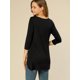 thumbnail image 5 of Blusas de túnica elástica Allegra K casual cuello redondo manga 3/4 para mujer Negro L, 5 of 6