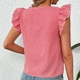 thumbnail image 4 of Summer Trendy Tops Women Ruffled Fly Sleeve Square Neck Plaid Shirt Dressy Casual Tank Top Blouses Sleeveless (S, Hot Pink), 4 of 4