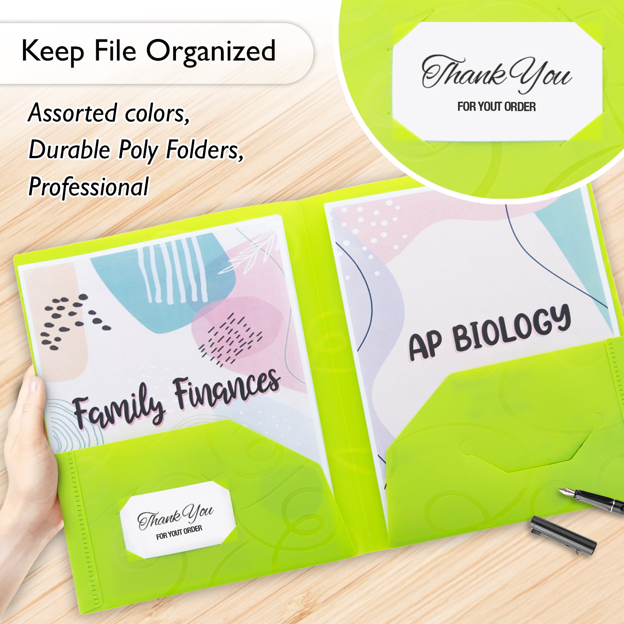 BAZIC 2 Pockets Poly Folder, Swirl Portfolio, Document Folders, 48-Pack