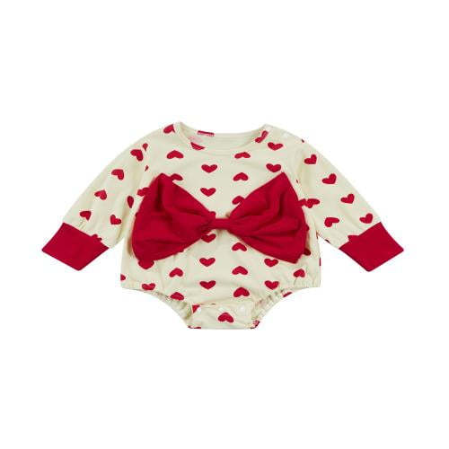 Xingqing Newborn Baby Girl Clover Love Heart Printing One Piece