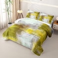 thumbnail image 3 of Castle Fairy Retro Geometric Rectangle Quilt Full 3-Piece,Abstract Gradient Smudge Full Bedspread Sets,Olive Yellow White,1 Coverlet and 2 Pillowcases, 3 of 7