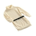 thumbnail image 3 of Robe Chandail pour Filles Bébé Hiver Automne Col Roulé Manches Longues Tricotée avec Ceinture Vert 3-4 Ans, 3 of 7