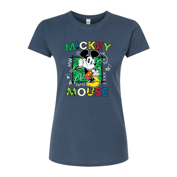 Disney - Mickey Mouse Cartoon Pop - Juniors Fitted Graphic T-Shirt