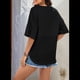 thumbnail image 5 of Blusas de Punto Gofre para Mujer, Moda 2025, Blusas de Patchwork Extragrandes con Cuello Redondo y Mangas 3/4, Color Negro, Talla S, 5 of 6