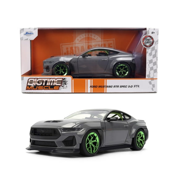 Jada Toys BIGTIME MUSCLE 1:24 2024 Ford Mustang RTR Die-cast Car - Opening Doors, Hood, Trunk, Rubber Tires(Primer Gray)