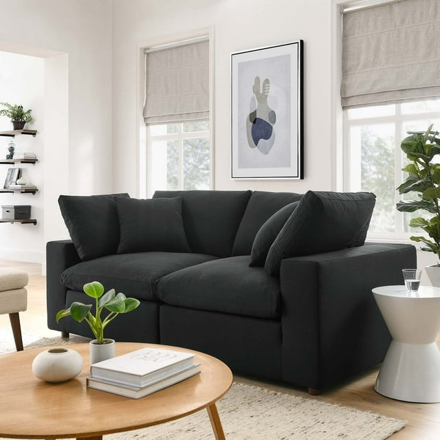 Modway Commix Ensemble de Canapé Sectionnel 2 Pcs Surrembourré Rempli de Duvet, Noir